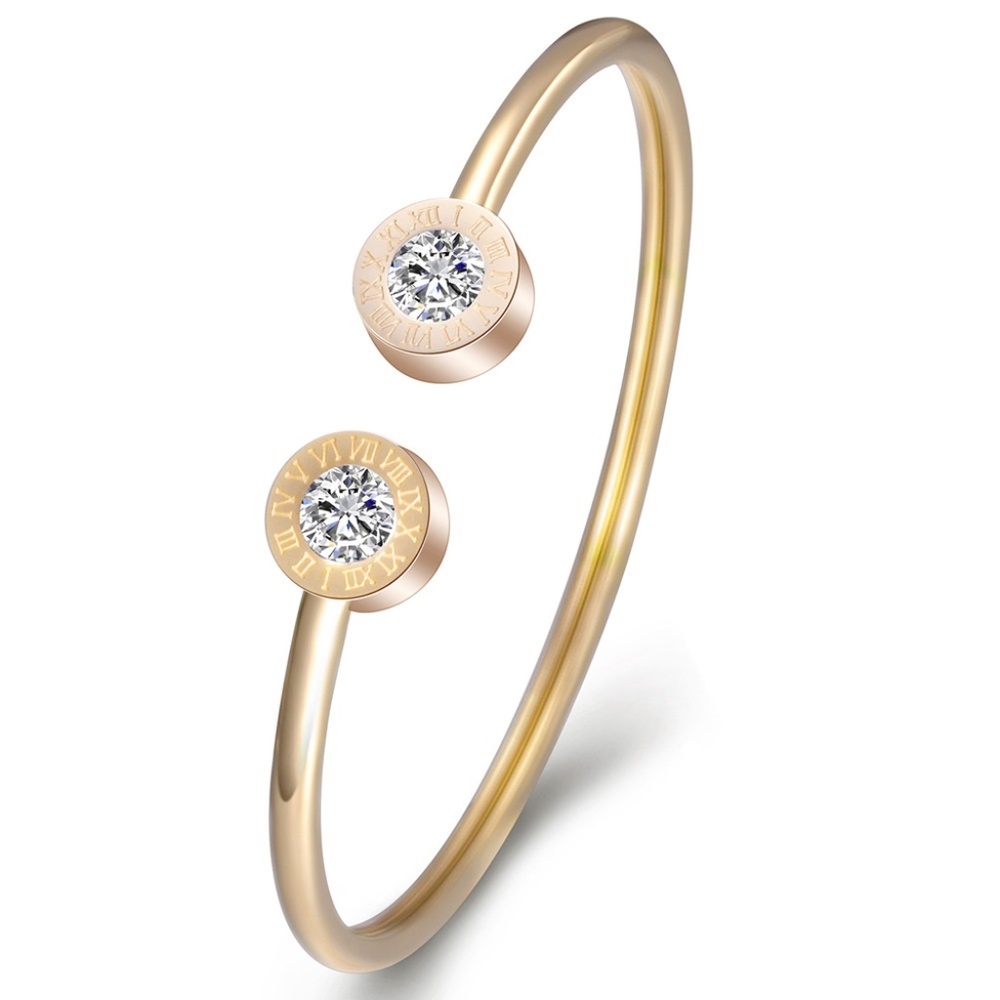Bulgari like gold plated cuff with zirconia